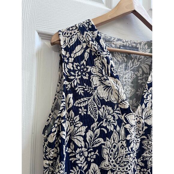 Elliot Lauren Semi Sheer Floral V Neck Gauzy Tier Pocket Dress Large Lightweight - Picture 4 of 14